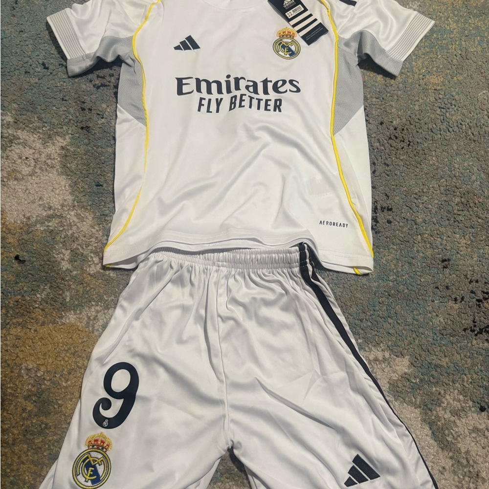 Real Madrid White Soccer Jersey and Shorts Set